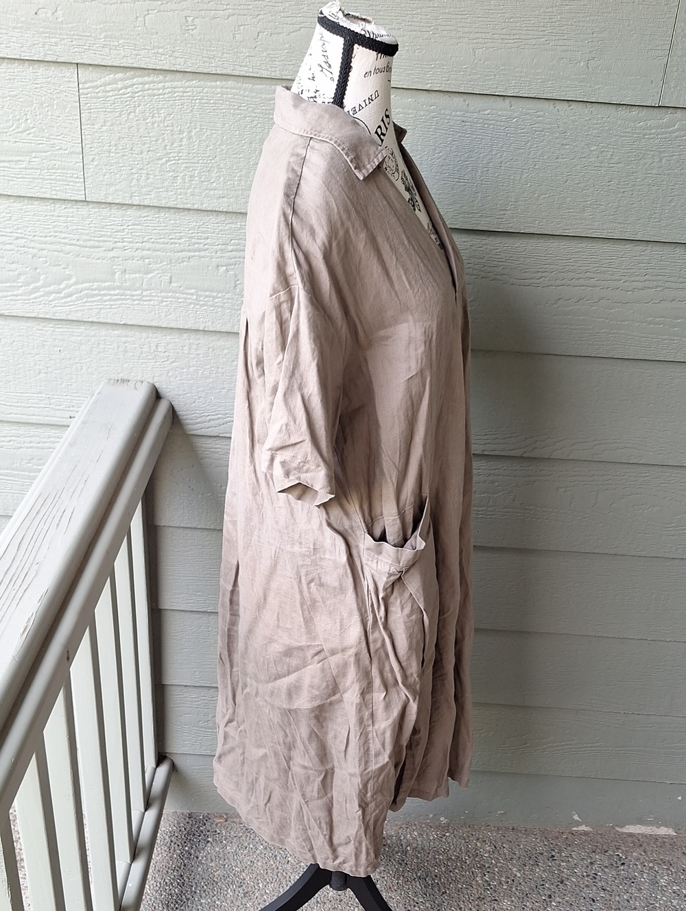 Grae Cove 100% Linen Dress In Mocha Brown OVERSIZED Size Large Lagenlook - Picture 5 of 11